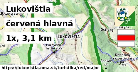 Lukovištia Turistické trasy červená hlavná