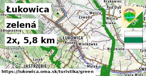 Łukowica Turistické trasy zelená 