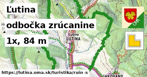 Ľutina Turistické trasy odbočka zrúcanine 