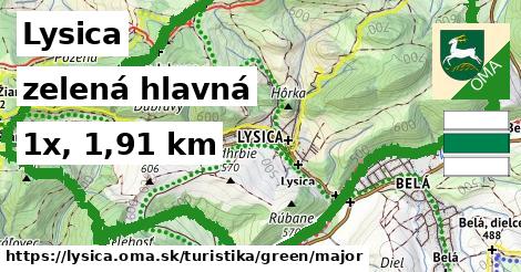 Lysica Turistické trasy zelená hlavná