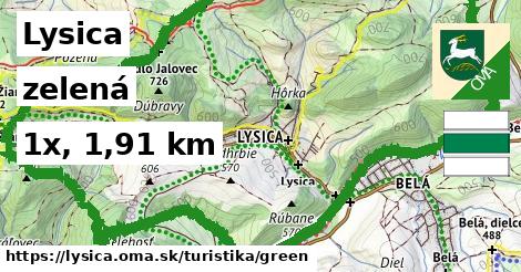 Lysica Turistické trasy zelená 