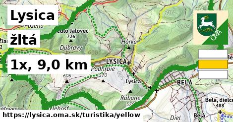 Lysica Turistické trasy žltá 