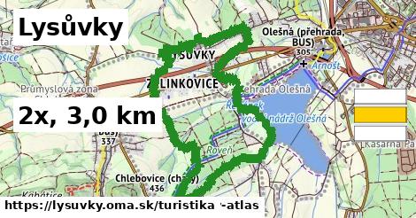 Lysůvky Turistické trasy  