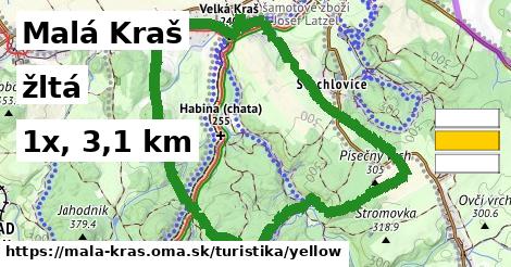 Malá Kraš Turistické trasy žltá 