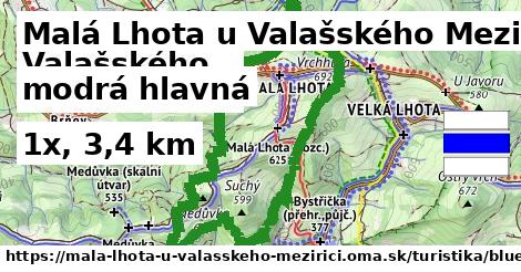 Malá Lhota u Valašského Meziříčí Turistické trasy modrá hlavná