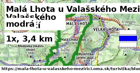 Malá Lhota u Valašského Meziříčí Turistické trasy modrá 