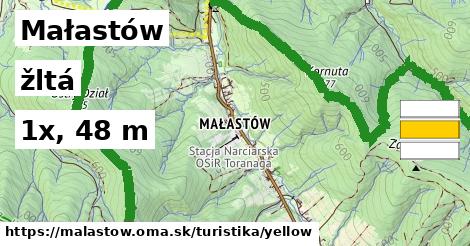 Małastów Turistické trasy žltá 
