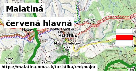 Malatiná Turistické trasy červená hlavná