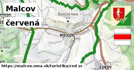 Malcov Turistické trasy červená 