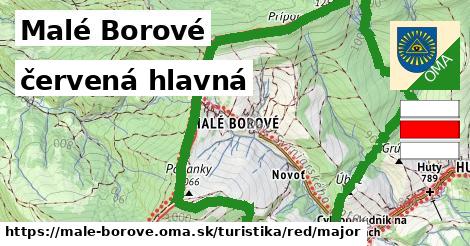 Malé Borové Turistické trasy červená hlavná