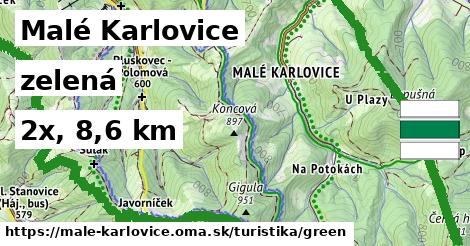 Malé Karlovice Turistické trasy zelená 