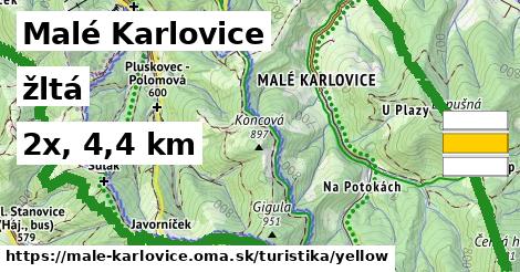 Malé Karlovice Turistické trasy žltá 