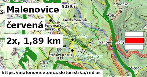 Malenovice Turistické trasy červená 