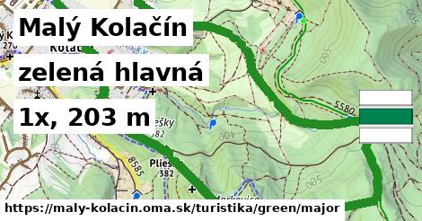 Malý Kolačín Turistické trasy zelená hlavná