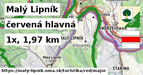 Malý Lipník Turistické trasy červená hlavná