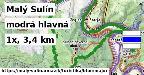 Malý Sulín Turistické trasy modrá hlavná