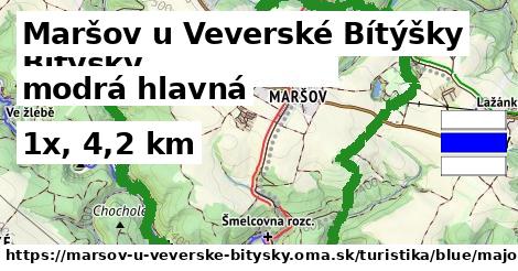 Maršov u Veverské Bítýšky Turistické trasy modrá hlavná
