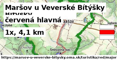 Maršov u Veverské Bítýšky Turistické trasy červená hlavná