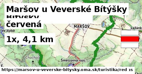 Maršov u Veverské Bítýšky Turistické trasy červená 