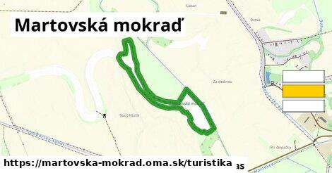 Martovská mokraď Turistické trasy  