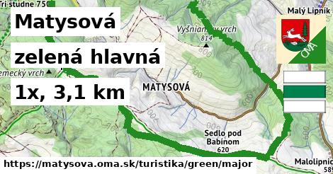 Matysová Turistické trasy zelená hlavná