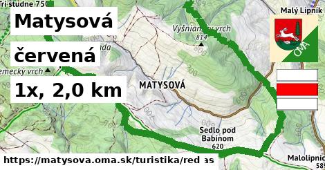 Matysová Turistické trasy červená 