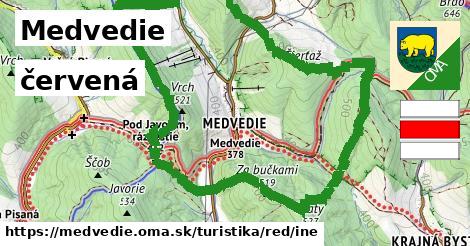 Medvedie Turistické trasy červená iná