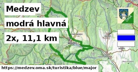 Medzev Turistické trasy modrá hlavná