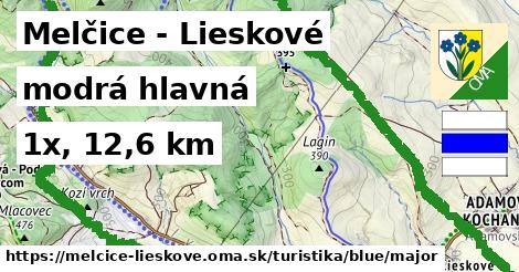 Melčice - Lieskové Turistické trasy modrá hlavná