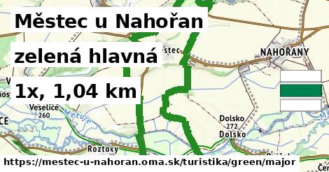 Městec u Nahořan Turistické trasy zelená hlavná