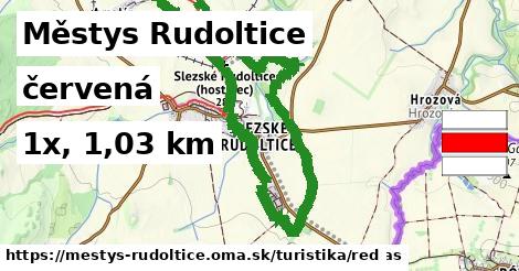 Městys Rudoltice Turistické trasy červená 