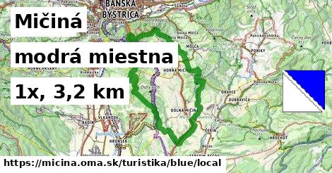 Mičiná Turistické trasy modrá miestna