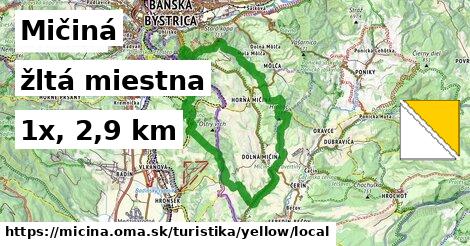 Mičiná Turistické trasy žltá miestna