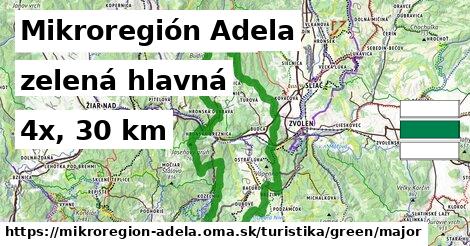 Mikroregión Adela Turistické trasy zelená hlavná