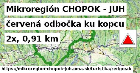 Mikroregión CHOPOK - JUH Turistické trasy červená odbočka ku kopcu