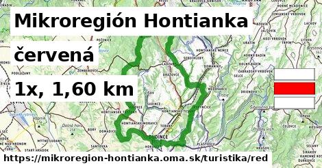 Mikroregión Hontianka Turistické trasy červená 