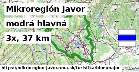 Mikroregión Javor Turistické trasy modrá hlavná