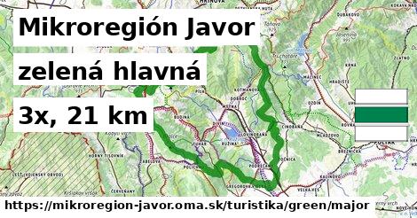 Mikroregión Javor Turistické trasy zelená hlavná