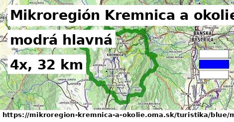 Mikroregión Kremnica a okolie Turistické trasy modrá hlavná