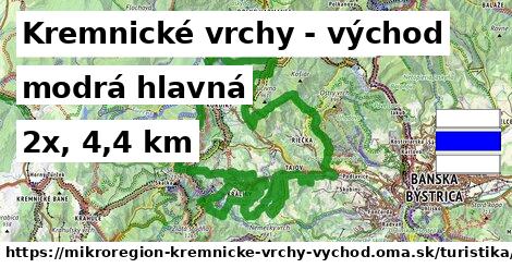 Kremnické vrchy - východ Turistické trasy modrá hlavná