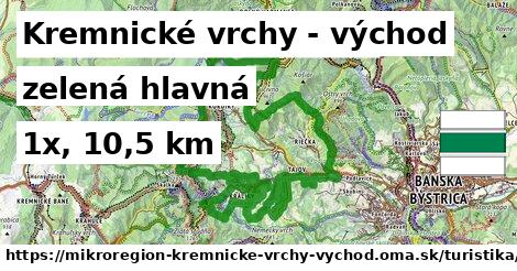 Kremnické vrchy - východ Turistické trasy zelená hlavná