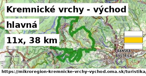 Kremnické vrchy - východ Turistické trasy hlavná 