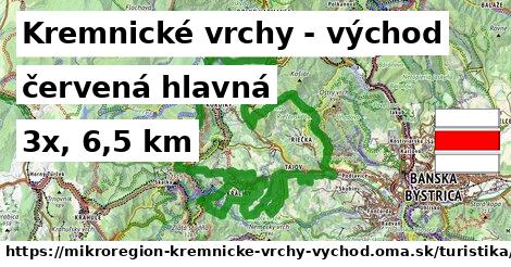 Kremnické vrchy - východ Turistické trasy červená hlavná