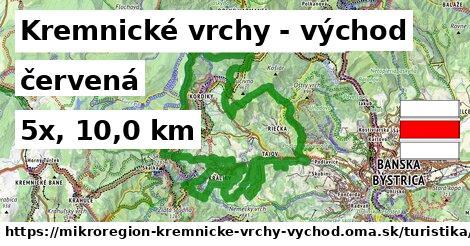 Kremnické vrchy - východ Turistické trasy červená 