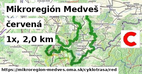 Mikroregión Medveš Cyklotrasy červená 