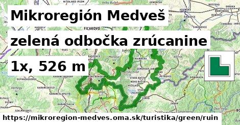 Mikroregión Medveš Turistické trasy zelená odbočka zrúcanine