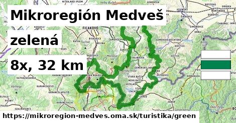 Mikroregión Medveš Turistické trasy zelená 