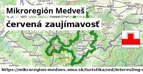 Mikroregión Medveš Turistické trasy červená zaujímavosť