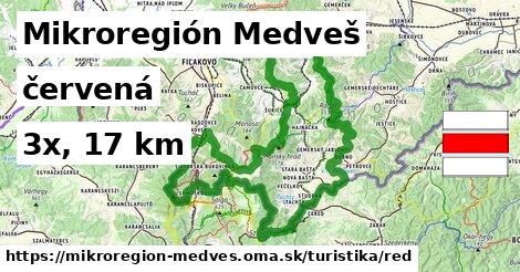 Mikroregión Medveš Turistické trasy červená 