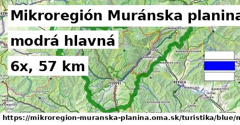 Mikroregión Muránska planina Turistické trasy modrá hlavná